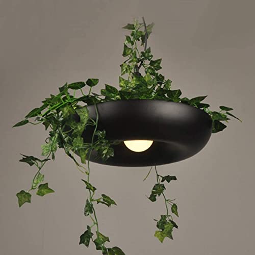 GONGKAI Sky Garden Pendant Lamp Nordic Design Babylon Potted Plant Luxury Chandelier Adjustable Creative Flower Pot Plant Pendant Light Home Decor Lamp,Black-No Bulb