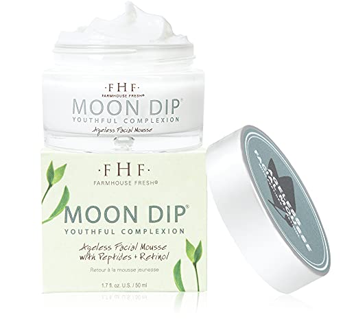 FarmHouse Fresh Moon Dip Peptide Moisturizer for Face with Retinol & Collagen, Hydrating Mousse & Firming Cream for Anti-Aging, 1.7 oz.