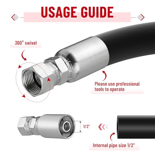 Image of 12 Pack Hydraulic Hose End Fittings: 1 /2 inch I.D. Hose x 1 /2 inch JIC 37 Female With Protection Cover Hydraulic End Swivel Crimp Fitting