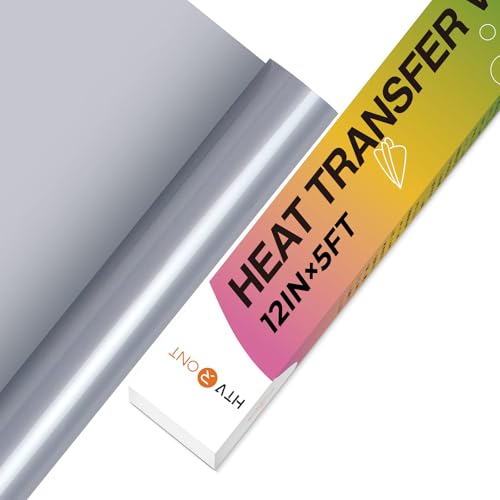 HTVRONT HTV Heat Transfer Vinyl Rolls - 12' x 5ft Silver for Shirts,...