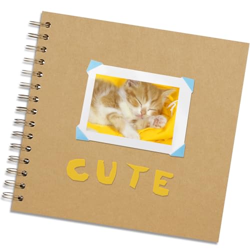 Miniatura 9 de Vienrose Diy Álbum De Recortes 18x18 Cm Libro De Recortes De Papel Kraft De Tapa Dura Álbumes De Fotos Con 40 Páginas En Blanco Para Boda Baby Shower, Color Kraft