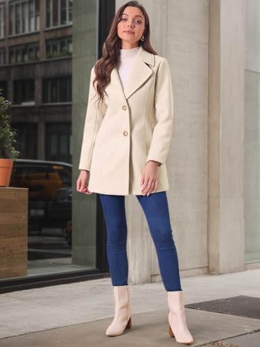 Allegra K Women's Elegant Overcoat Notched Shawl Collar Single Breasted Outerwear Winter Long Coat2
