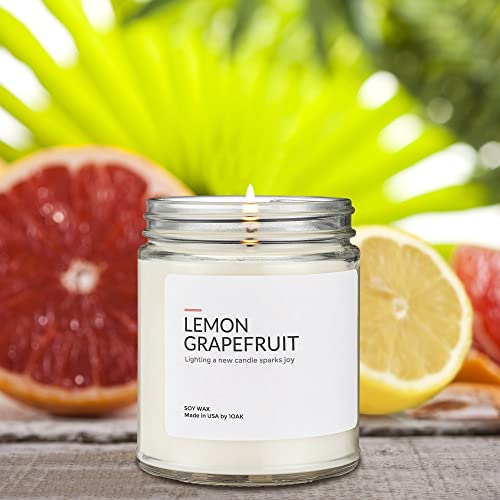 1Oak Soy Wax Scented Candles (Lemon Grapefruit) - Soy Candles For Home Scented - Long Burning Candles Premium - Hand-Poured (9Oz.) #TOP5