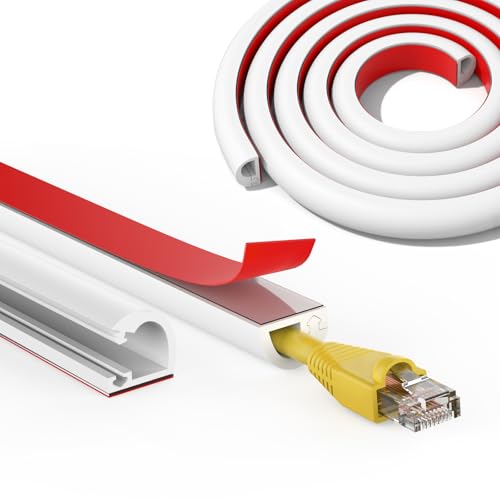 UOMTFAI Wall Cord Hider 118 Inch, Self Adhesive Cable Hider Cord Cover for Wires, Flexible Wire Cover Cable Raceway for Cord Management W0.59 H0.39in White by UOMTFAI - Used condition - US$12.12