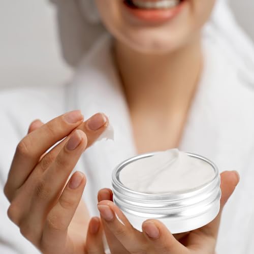 6 Pack 0.5 oz Metal Round Aluminum Tin Jar Containers with Screw Lid Leak Mini Proof Refillable Bottle Salve Tins Lip Balm Lotion Spice Cream Box for Cosmetic(silver4