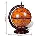vidaXL Eucalyptus Wood Wine Stand - Rotatable Tabletop Globe Bar with 16th Century Nautical Maps & Antique Frescoes - Brown Farmhouse Style for Home/Office