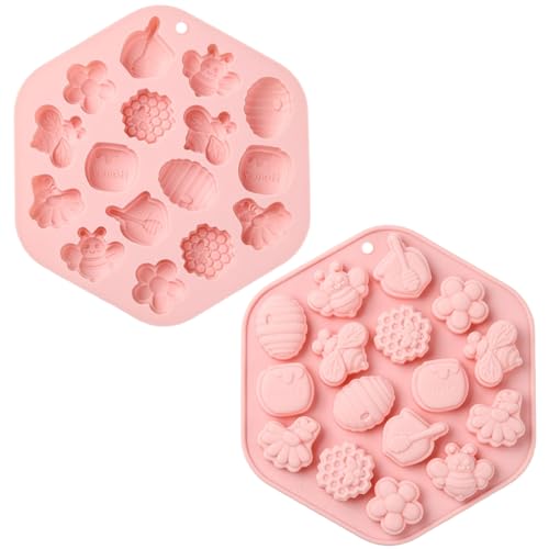 UR URLIFEHALL 2 stampi in silicone a forma di ape, a nido d'ape, a forma di vasetto di miele, stampi per cioccolato, decorazioni per torte, fondente, sapone, muffin, caramelle, brownie
