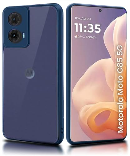 Image of WOW IMAGINE Shockproof Hybrid Back Cover for Motorola Moto G85 5G | Hard Slim fit Back Case | PC & TPU | Clear Transparent Case - Blue