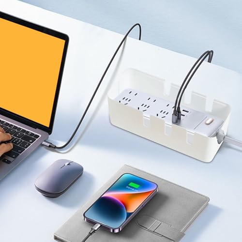 Caja de cable de madera para ordenador y concentrador USB 7