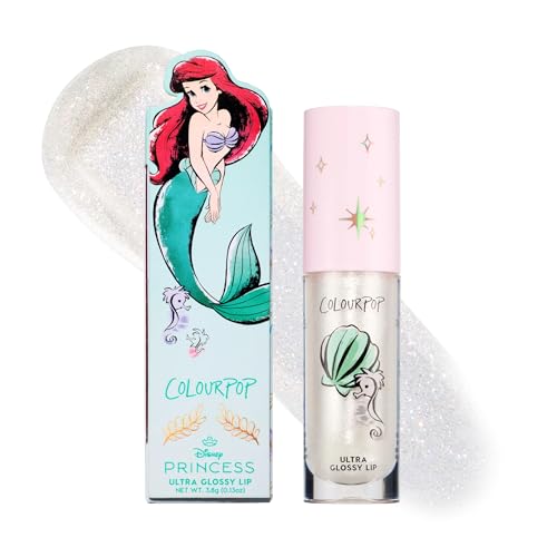 ColourPop x Disney Princess Ultra Glossy Lip Gloss - High-Shine Non-Sticky & Hydrating Lip Gloss - Infused with Hyaluronic Acid Kakadu Plum & Cherry - Sparkling Opal Bright Ariel (0.24 Fl oz)