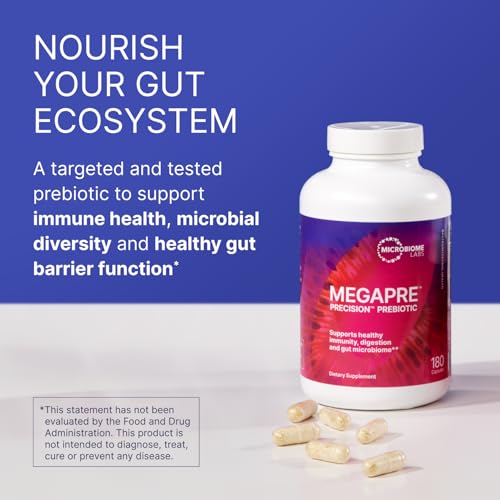Microbiome Labs MegaPre Prebiotic Fiber Supplement in Vegetable Capsules - Prebiotic Supplement with Clinically Tested Oligosaccharides - Support Microbial Diversity & Gut Health (180 Capsules) - Image 3