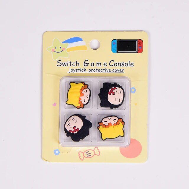 Paquete de 4 tapas de goma para pulgar de Demon Slayer Zenitsu Agatsuma y Tanjiro Kamado compatibles con Switch Joy Con OLED Switch Joycon y Switch Lite