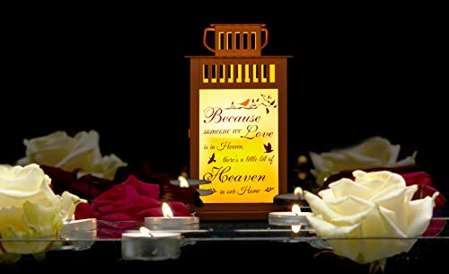 Woodexpe Sympathy Gift Memorial Lantern With Flickering Led Candle And Remote Control Memorial Gift For Loss Of Loved One - Because Someone We Love Is In Heaven White #TOP7