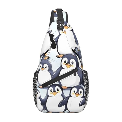 many Cute Baby Penguins Sketch Sling Backpack Cross Chest Bag Travel Crossbody Bags for Men Women Fashion Daypack - Main Image