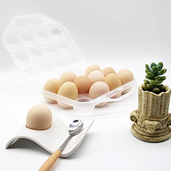 JAMOR 12 Grid Egg Storage Box Portable Eggs Box Bag Basket, Shockproof Egg Storage Necessary For Camping And Picnic, Portable Thickened Egg Box For Travel And Outdoor (White)