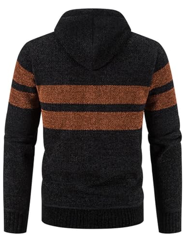 Image of Kinkia Men's Zip Up Hoodies Casual Long Sleeve Full Zipper Sherpa Fleece Lined Knit Cardigan Sweater Jacket with Pockets