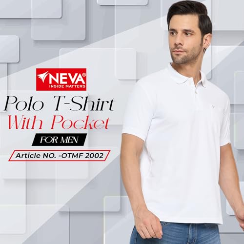 Image of NEVA Men's Regular Fit Half Sleeve Polo Neck T-Shirt with Chest Pocket