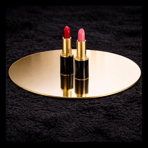Image of SMILEDRIVE Gold & Silver Reflective Acrylic Display Table Risers, Set of 2 | 30cm Diameter, Professional Product Photography, One Gold One Silver, One-Sided