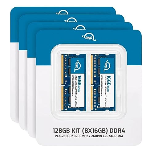 Image of OWC 128GB (8x16GB) DDR4 3200MHz PC4-25600 CL22 1RX8 ECC SO-DIMM 1.2V 260-pin | PC4-25600, ECC Unbuffered, 1Rx8, 1.2V, CL22, Compatible with Select Laptops, All-in-One Systems, and NAS Systems
