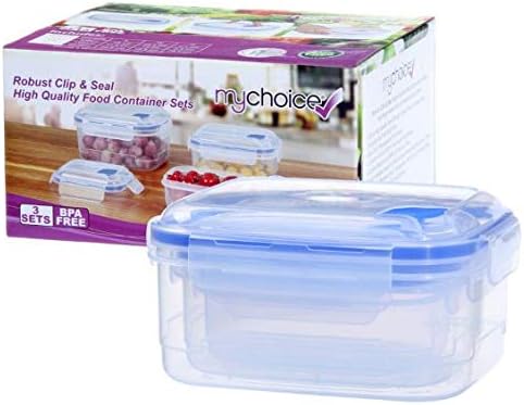 MyChoice Food Grade Silicon Clip & Seal Food Storage & Prep Containers, Airtight & Leakproof Lids with Steam Release Vent/Microwave/Dishwasher/Freezer Safe / 1x500ml / 1x1100ml / 1x2000ml - 3 Sets