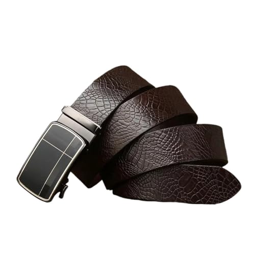 Men Leather Belt Solid Cowhide Silver Plated Buckle Jeans