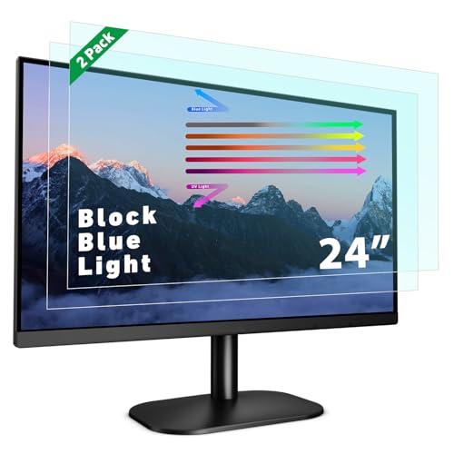 Image of PYS 24 Inch Blue Light Screen Protector for Computer Monitor, 16:9,2-Pack | Removable, Anti-Blue Light Filter, Eye Strain Relief, UV Protection Film