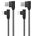 90 Degree Type C Cable, 2-Pack (3ft) USB C to USB A Fast Charger Nylon Braided Sync Cord for Samsung Galaxy S9 S8 Note 8, LG V20 G5, Google Pixel, Moto Z, MacBook (Black Gray, 3ft)