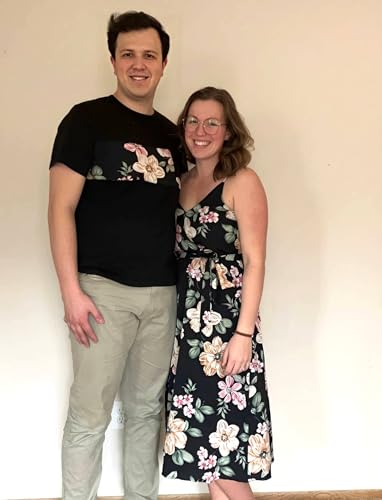 Image of PATPAT Family Matching Outfits Mommy and Me Dresses Hawaiian Tropical Vacation Beach Spaghetti Strap Dress and Shirt