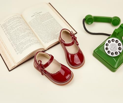 PHIRAMIN Toddler Girl Mary Jane Oxford Red Dress Shoes Size 13-Little Girl Patent Leather School Uniform Shoes by PHIRAMIN - Used condition - Image 3