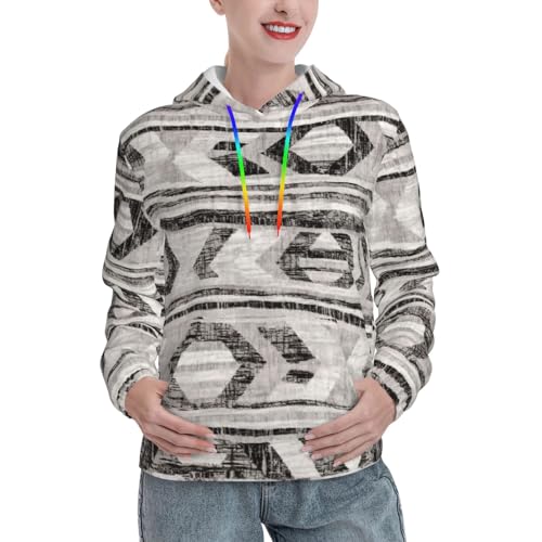 Sweat à capuche imprimé tribal gris idéal pour vos balades automnales et moments de détente