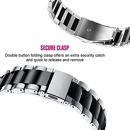 Correa de reloj de malla de acero inoxidable negra con liberación rápida 16mm a 22mm 2