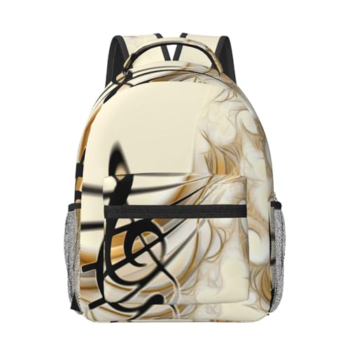 Mochila para laptop de viaje unisex bolsa de trabajo negra con estampado musical