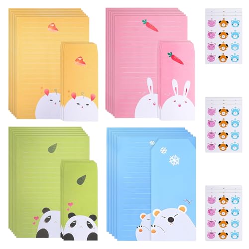36PCS Kids Writing Paper and Envelopes Set for Student Cute Cartoon Animal