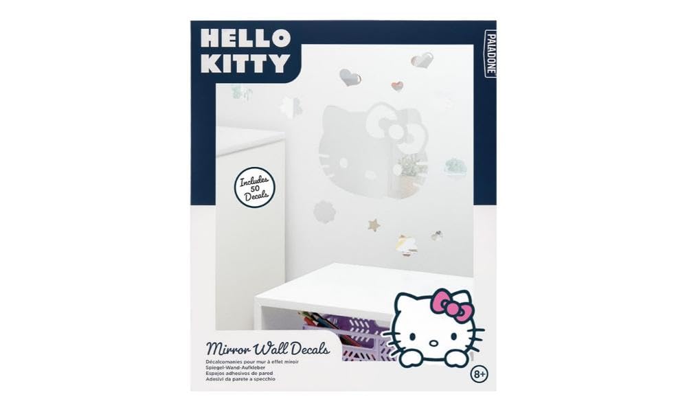 Adhesivos de Pared Oficiales Hello Kitty, Espejos Decorativos para Habitaciones de Niñas y Preadolescentes, Pegatinas de Decoración de Habitación de Gato de Dibujos Animados Anime, Regalo | Paladone