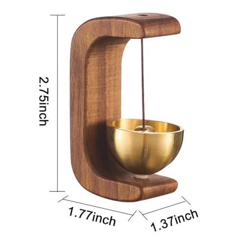 Image of Beech Wooden Door Chime with Brass Bell, Dopamine Door Bell for Home, Self-Adhesive Doorbell, Serene Acoustic for Home & Shop, Shopkeepers Door Chime, Ideal Housewarming Gift (Dark Wood)