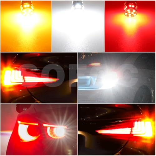 SOFOC BAU15S PY21W LED Światło hamowania/tylne przeciwmgłowe czerwone 6V 12V 24V 6-60V AC/DC Canbus Ready do motocykla i samochodu 2 szt.