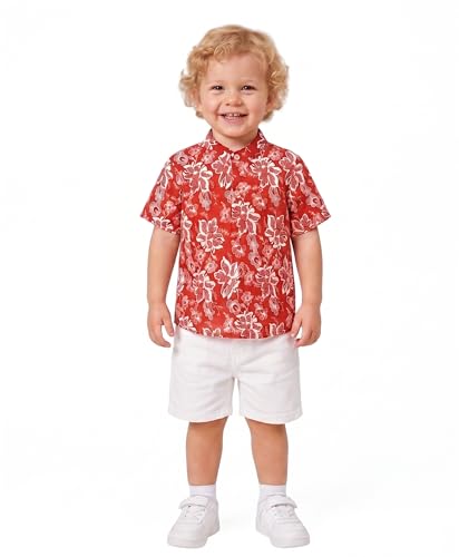 Image of A.T.U.N. (ALL THINGS UBER NICE) Boys 100% Cotton Printed Shirt | Half Sleeve Smart Casual Shirt for Kids | Soft Breathable Button Placket Top for Boys