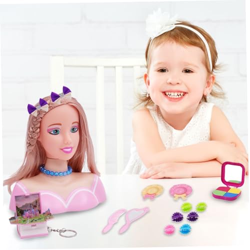 Muñeca con cabeza de peinado infantil juego de maquillaje de lujo 6