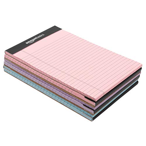 Amazon Basics Narrow Ruled 5 X 8-Inch Lined Writing Note Pads, 6 Count (50 Sheet Pads), Multicolor #TOP2