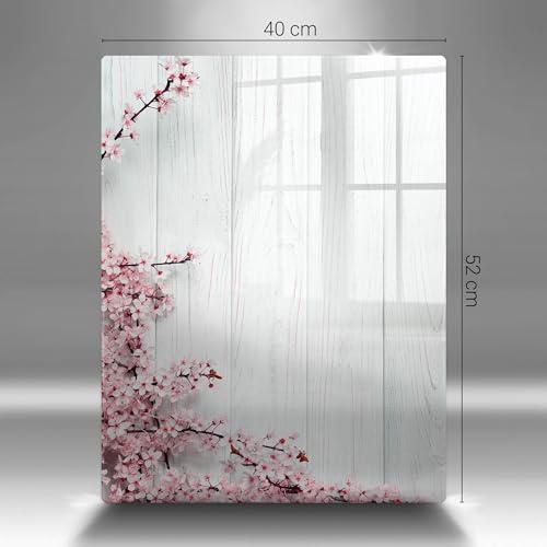 Plaque induction protection 40x52cm Wallfluent en verre - Fleurs sur les planches