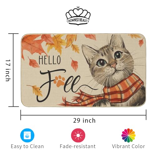 Crowned Beauty CM107 Hello Fall Door Mat Cat Doormat thumb #2