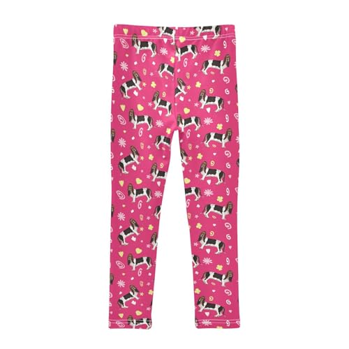 Girls Leggings Leaf Flowers and Basset Hound Dogs Toddler Girls Clothes Leggings for Girls Toddler Girls Leggings 3-4T2