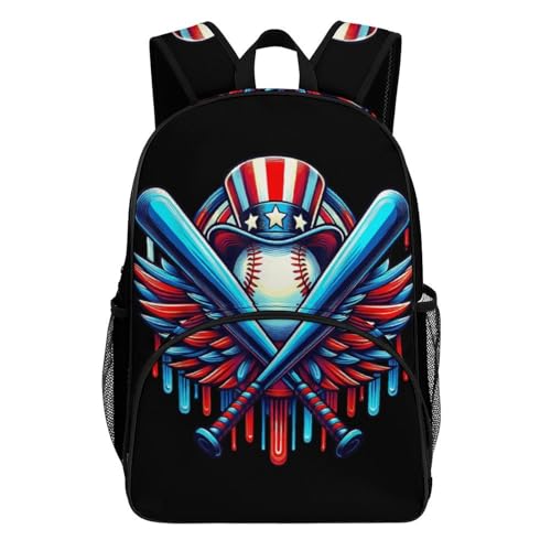Baseball Home Plate Drip American Flag Game Day Backpack Large Capacity Leisure Travel Backpack Outgoing Daypack 17.3X12.5X7.5 Inch - Main Image