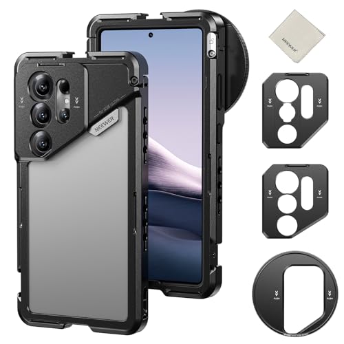 Image of NEEWER S25 Ultra Phone Cage, Mobile Video Rig Phone Stabilizer with 67mm Filter Adapter, 17mm Lens Backplate, T Mount Adapter Compatible with Moment Samsung Galaxy S25 Ultra, 1x Cleaning Cloth, PA082