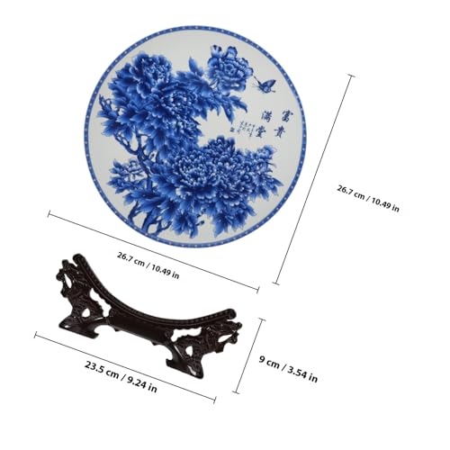 Bandeja Decorativa de Cerámica Azul HEATSHAKING de Plato Redondo con Soporte 3