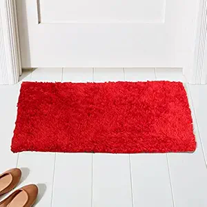 Faburaa Door Mat for Bedroom & Living Room, Super Soft Microfiber Water Soak Bathroom Mat for Home (Royal Doormats Solid Red, Size - 45x72 Cm, Set of 1)