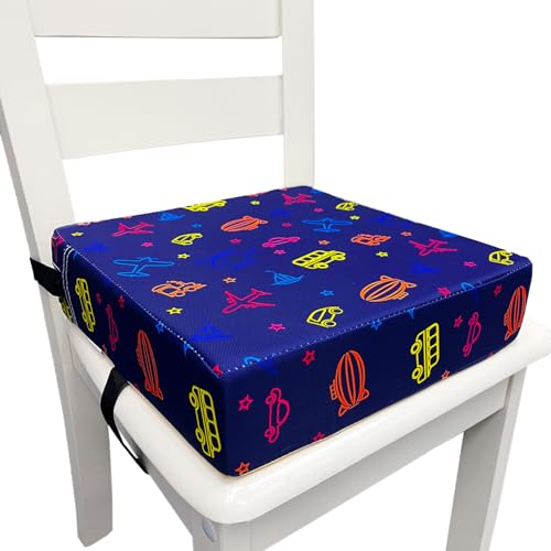 Image of Toddler Booster Seats for Dining Chair with Double Safer Straps Non-Slip Bottom for Kids, Portable Travel High Density Sponge Detachable Cushion for Boys Girls