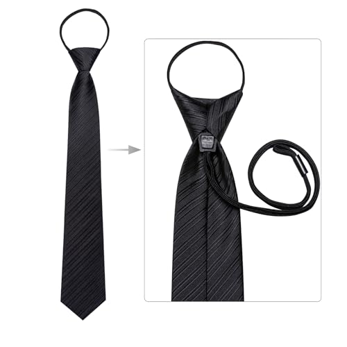 Image of Hi-Tie Zipper Ties for Men Pre-tied Tie Set Lapel Pin Pocket Square and Cufflinks Formal Business Wedding Adjustable Necktie