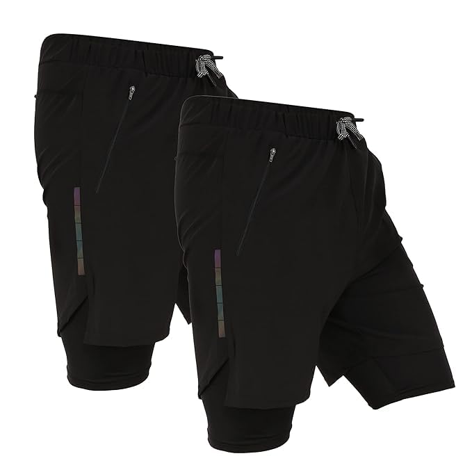 WMX Mens 2 in 1 Running Shorts Quick Dry Gym Athletic Workout Clothes with Side Pockets-image-16