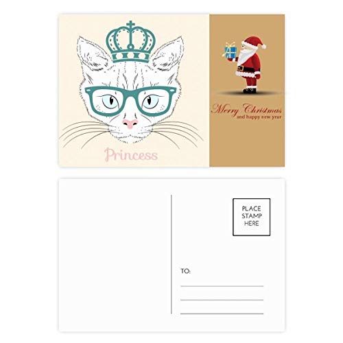 Cartes postales en verre de soleil Princesse et Père Noël Blanc x20